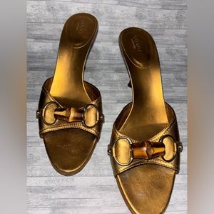 GUCCI Horsebit Accent Leather heel Slides size 9.5 - 39.5